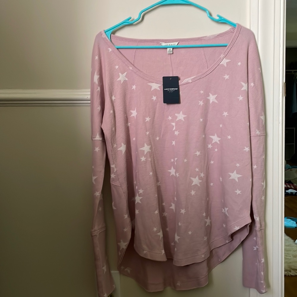 Lucky brand pink star sweater